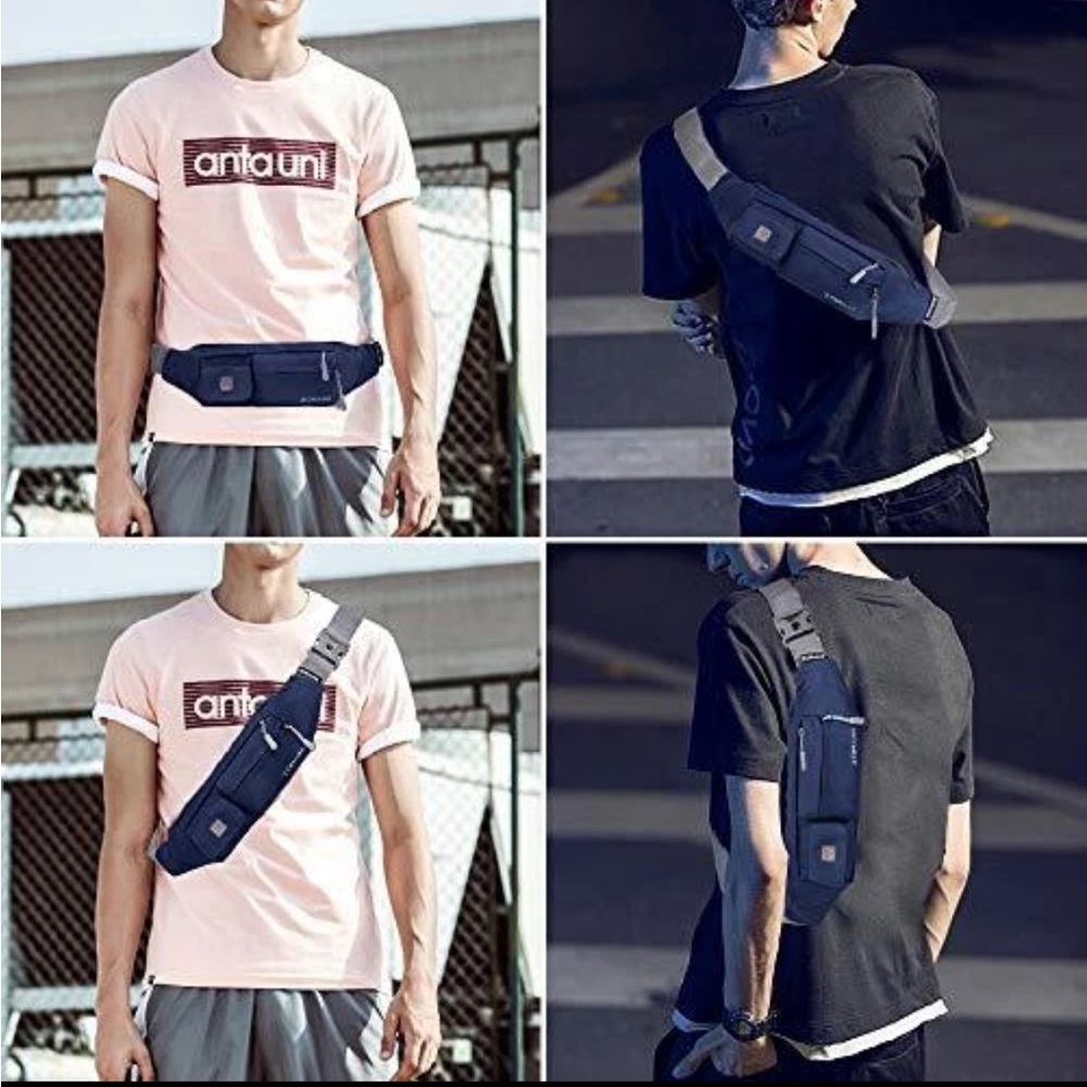 Navy Crossbody‎ Bag with Gray Strap - Picture 5 of 11